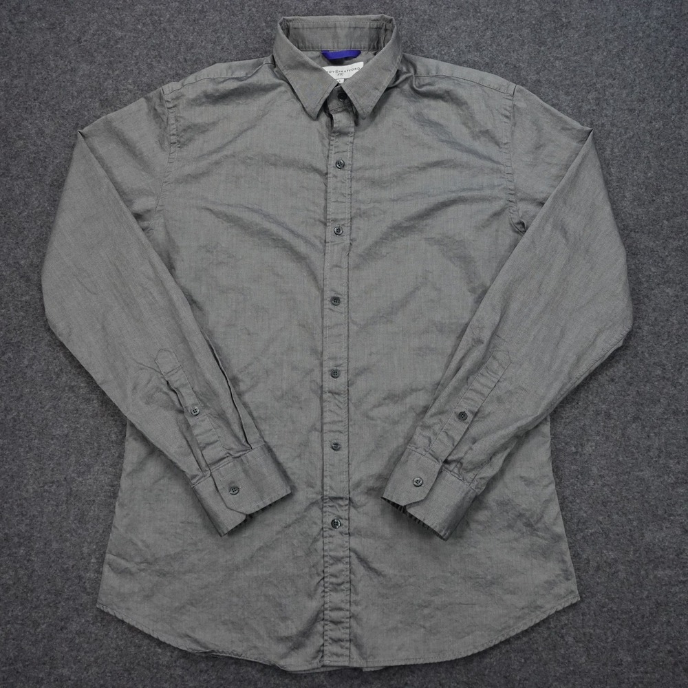 Teddy Stratford Button Up Zip Shirt Men Size 5 Long Sleeve Cotton Grey - Picture 2 of 11